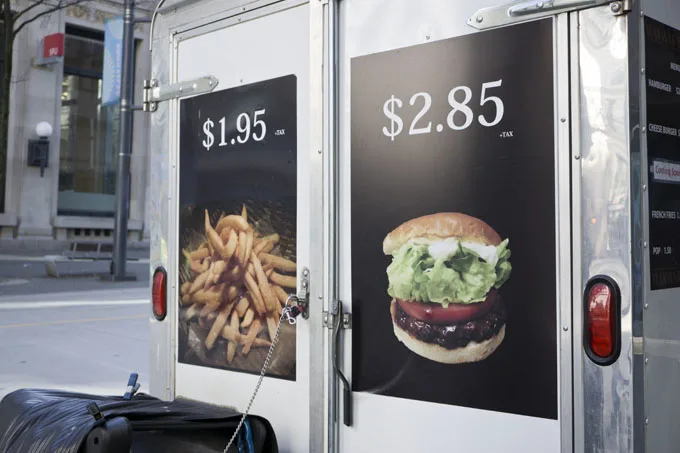Hamburger $2.85 Food Truck Burger Vancouver Signs