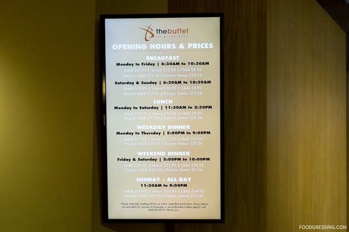 red rock casino lunch buffet prices