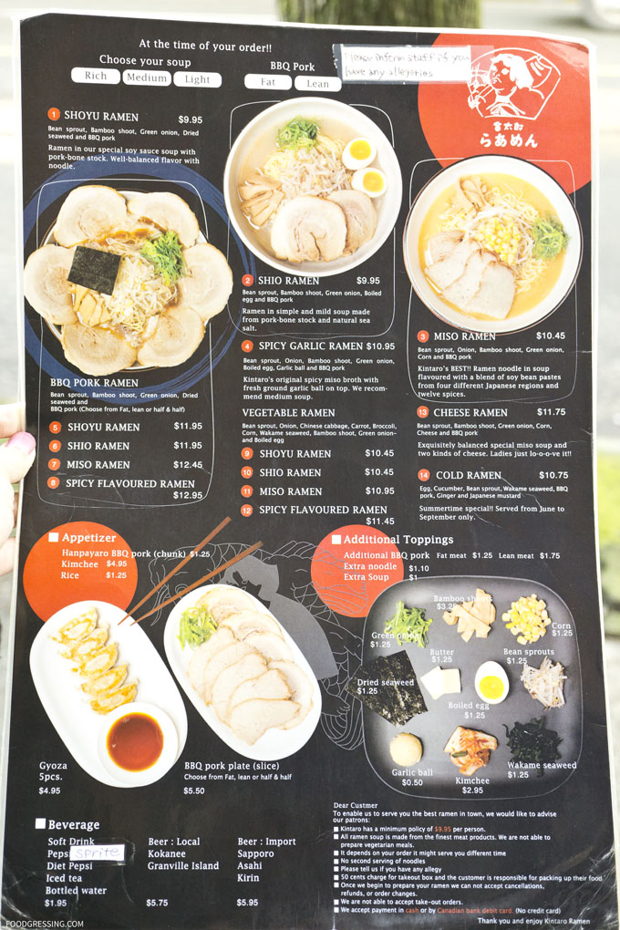 goro ramen menu