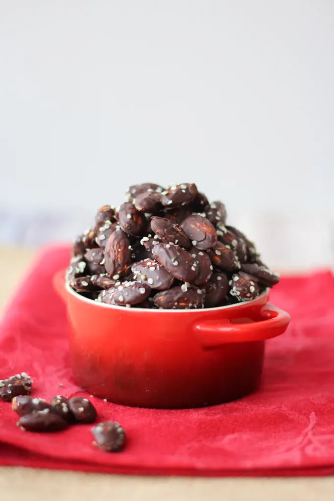 Chocolate Chili Covered Almonds with Hemp Hearts | Valentine's Day Recipes