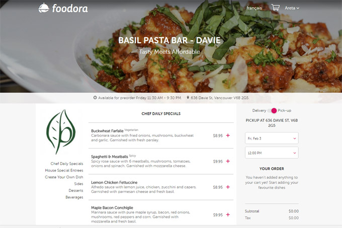 foodora basil pasta bar