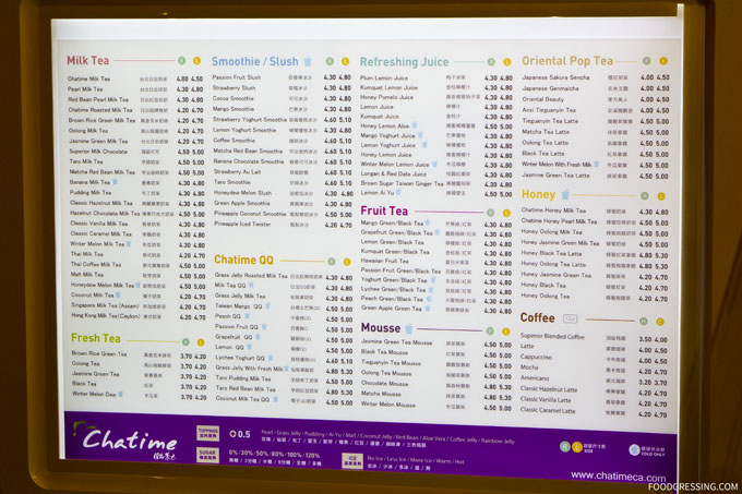 chatime kerrisdale vancouver menu