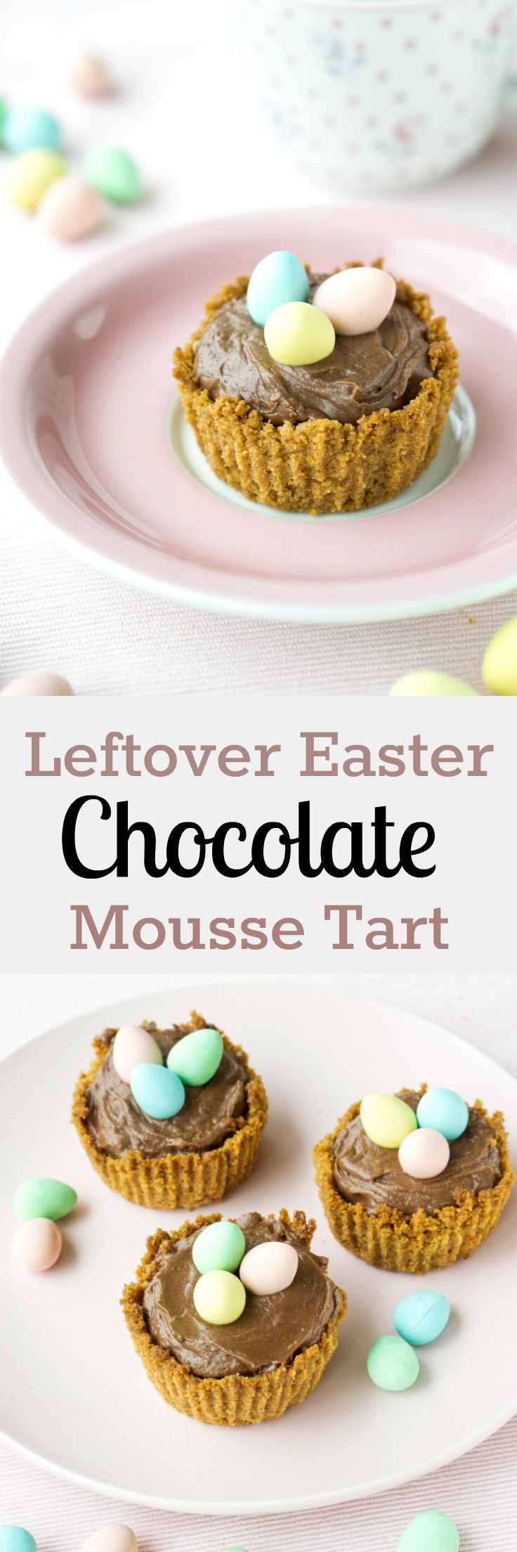 What to do with leftover Easter chocolate? Make cute and delicious mousse tarts with this recipe.