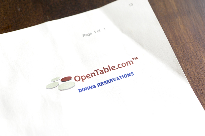 Opentable Dining Cheque