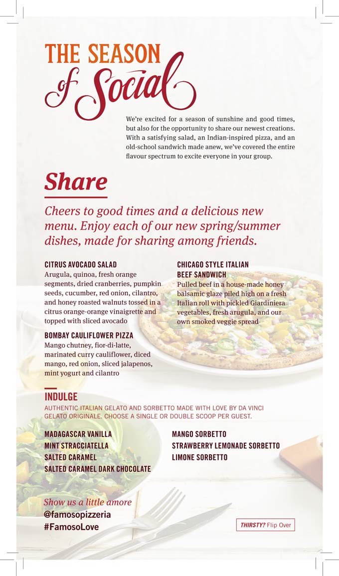 Famoso Spring Summer Menu