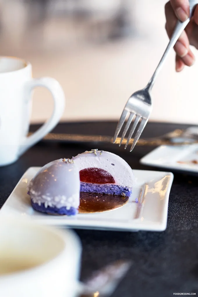 faubourg bakery vancouver: lavender cake and lattes 