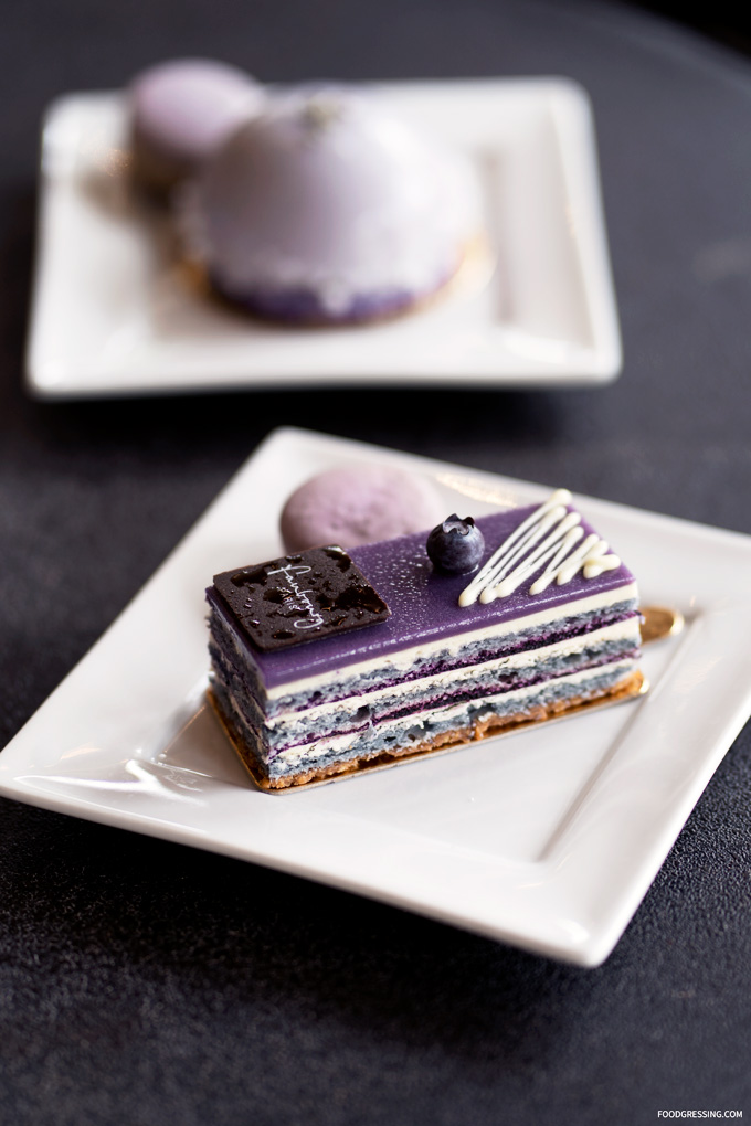 faubourg bakery vancouver: lavender cake and lattes 