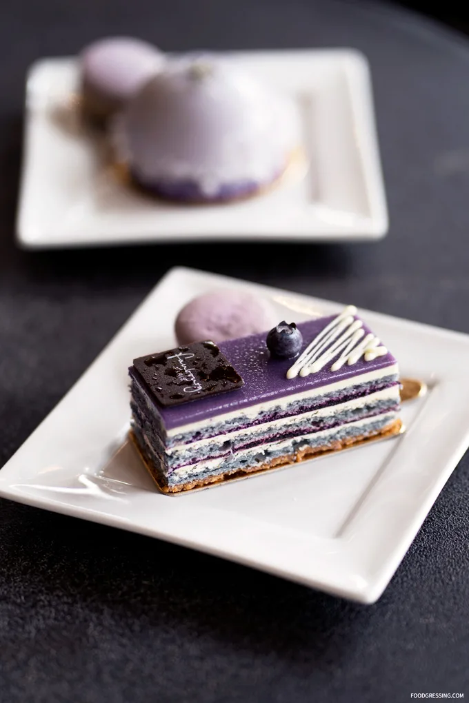 faubourg bakery vancouver: lavender cake and lattes