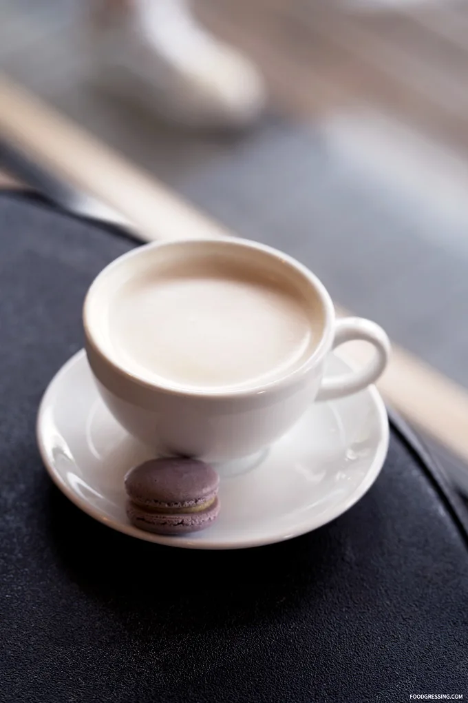 faubourg bakery vancouver: lavender cake and lattes 