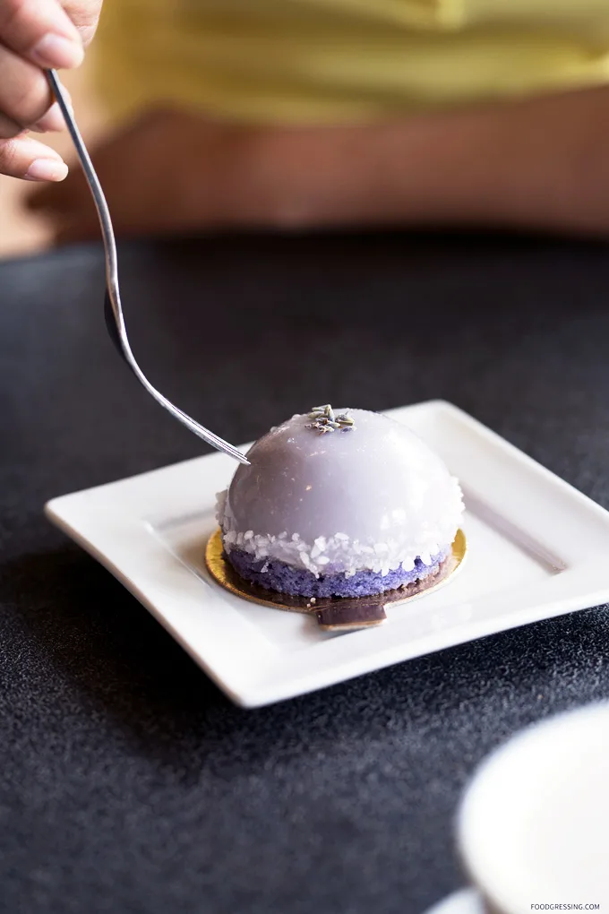 faubourg bakery vancouver: lavender cake and lattes 