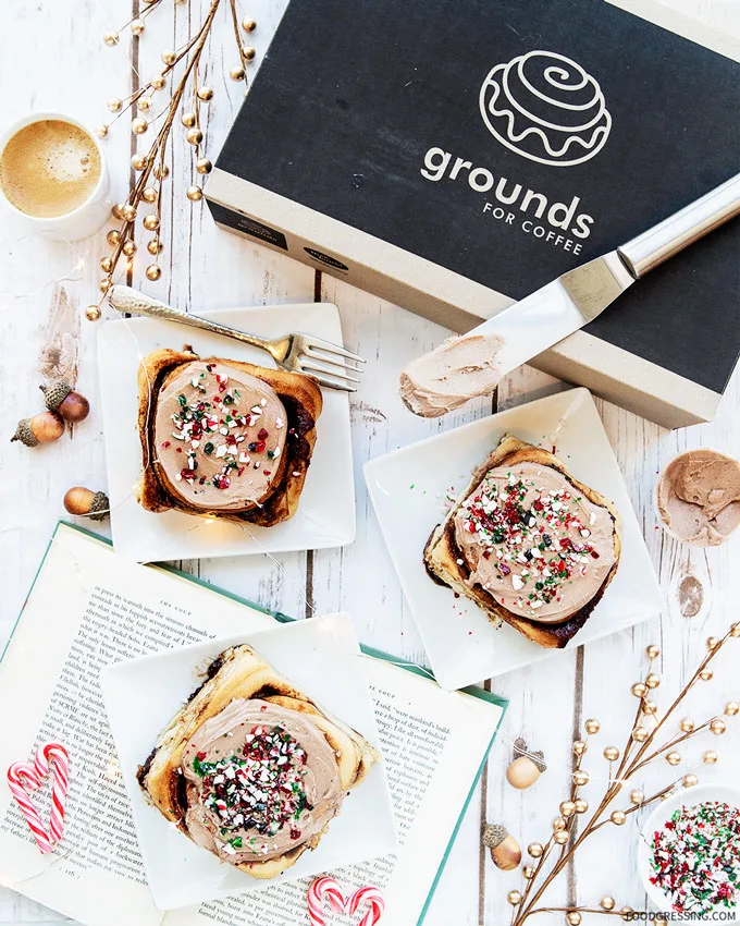 chocolate candy cane cinnamon buns