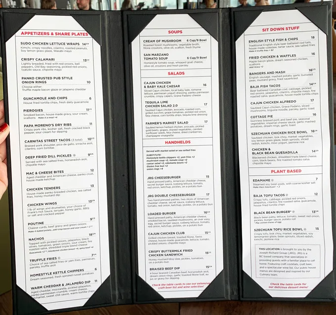 The Study Public House SFU Simon Fraser University Burnaby Campus Joseph Richard Group JRG menu