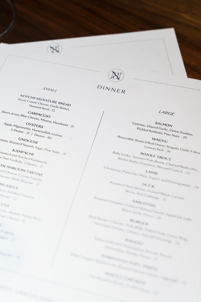 Notch8 New Dinner Menu by Restaurant Executive Chef Dennis Peckham