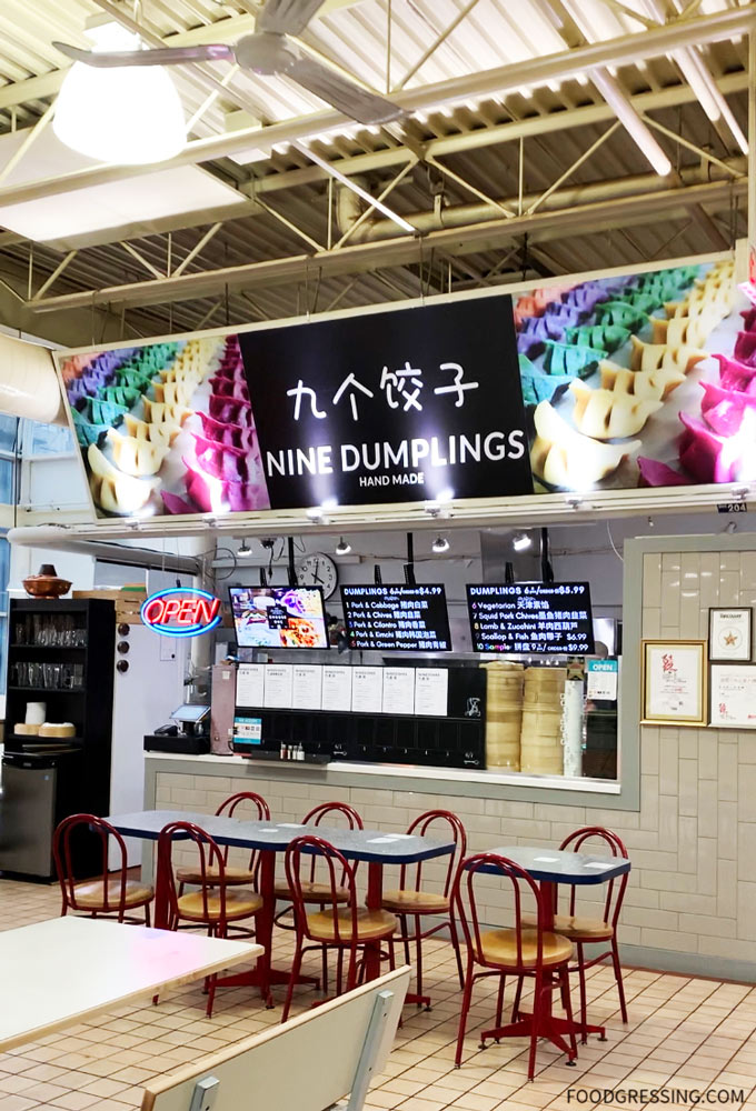 Nine Dumplings inside Robson Public Market: Colourful Handmade Dumplings Vancouver