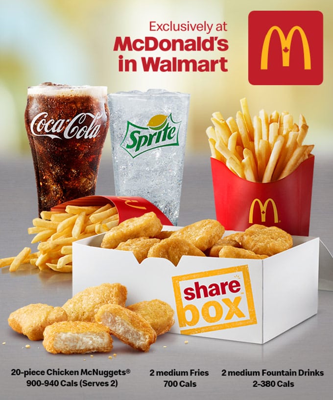 Mcdonald S Sharebox Canada At Walmart Prices Menu Foodgressing