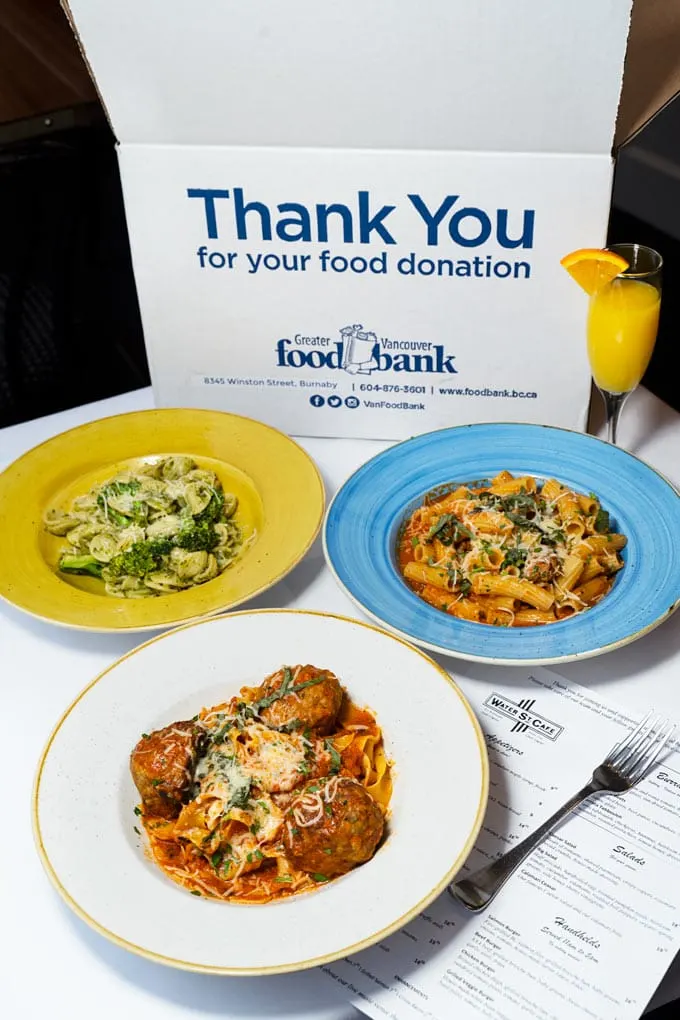 Water Street Cafe Pasta at Half Price to Support Vancouver Food Bank