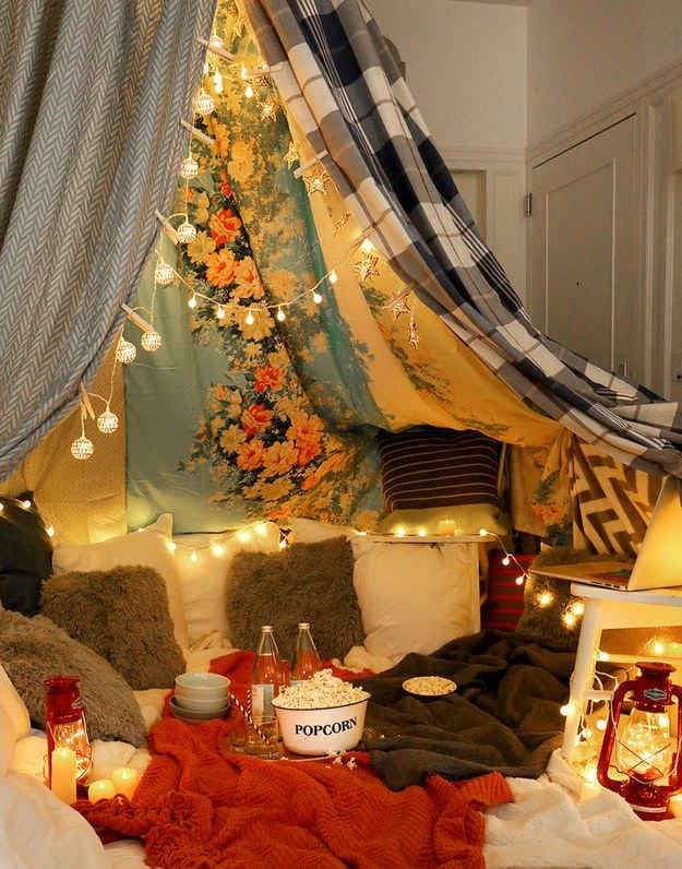 Build a romantic blanket fort