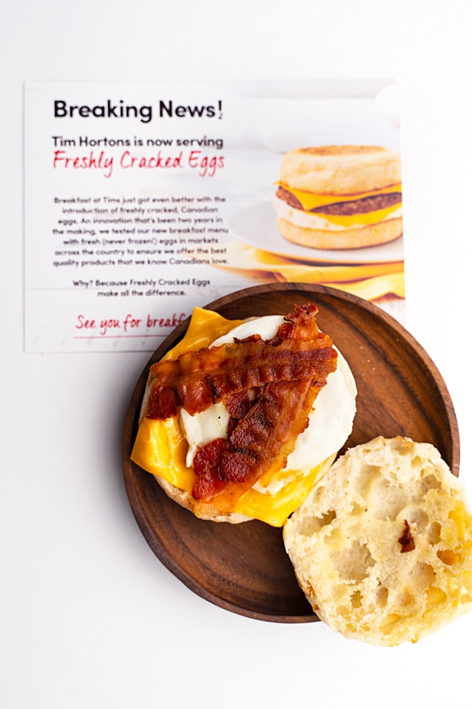 Tim Hortons Breakfast Sandwich: 100% Canadian freshly cracked eggs
