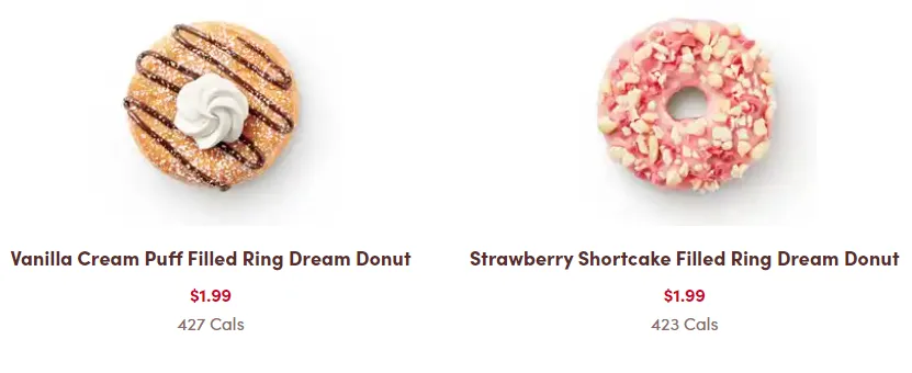 Tim Hortons  New Filled Ring Dream Donuts 