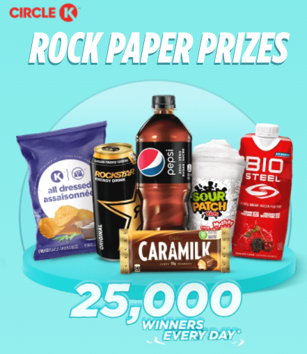 Circle K Rock Paper Prizes Canada 2021 July - September Contest