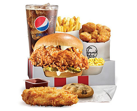 KFC Spicy Famous Chicken Chicken Sandwich Ultimate Box Meal