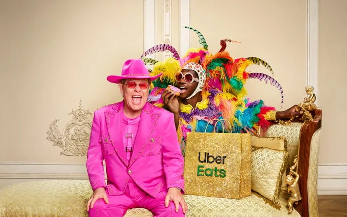 Sir Elton John + Lil Nas X partner on iconic Uber Eats
