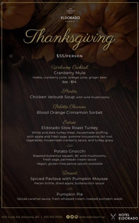 Thanksgiving Dinner Kelowna 2021 + Turkey To Go, Restaurants