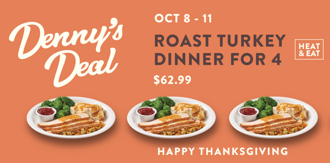 Denny's Thanksgiving Dinner Menu: Turkey Bundles + Pie