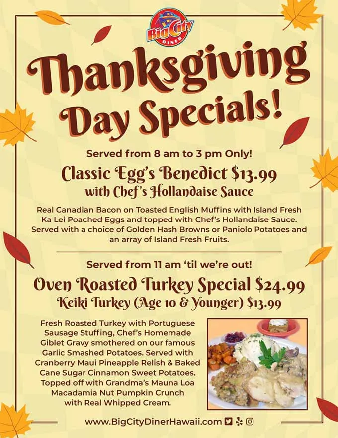 Thanksgiving in Honolulu 2021: Dinner, Turkey to Go, Restaurants