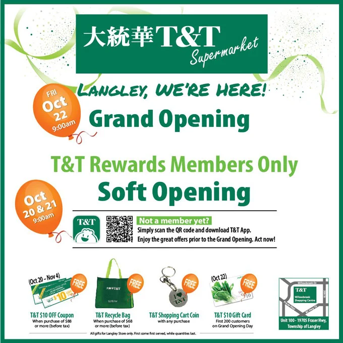 T&T Supermarket Langley Willowbrook Grand Opening Promotions