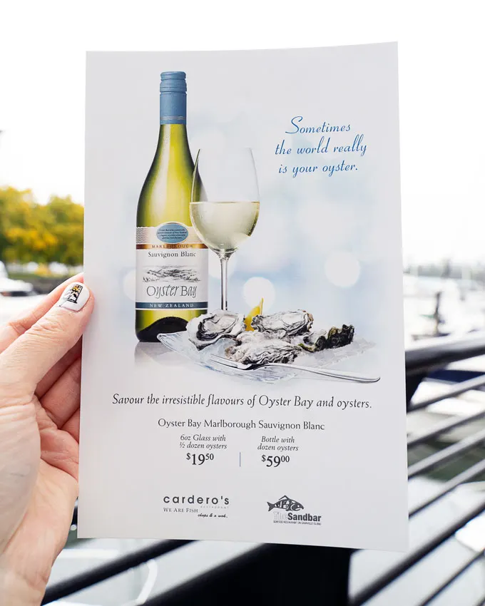 The Sandbar and Cardero's Oysters Promotion with Oyster Bay Wines