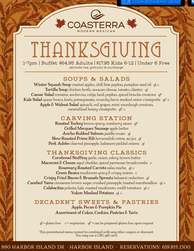 what restaurants are open on thanksgiving 2021 san diego