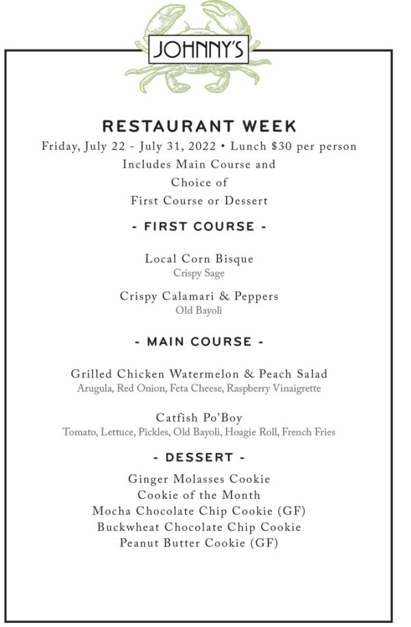 Baltimore Restaurant Week 2022 Summer in Maryland Restaurant Menus