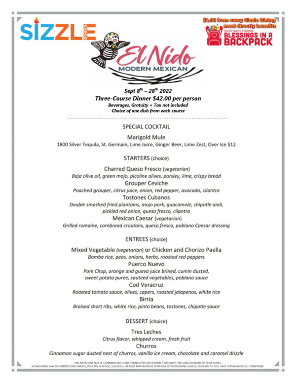 Southwest Florida Restaurant Week 2022 Sizzle Dining Menus