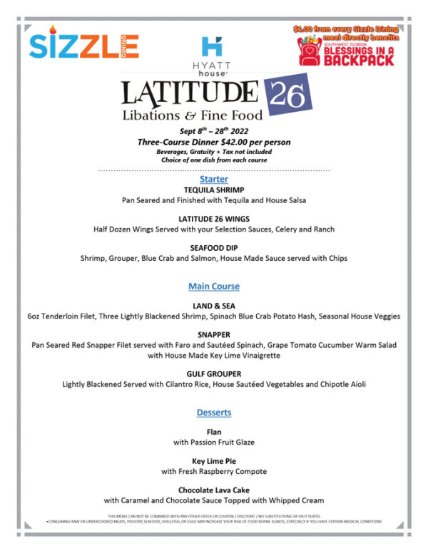 Southwest Florida Restaurant Week 2022 Sizzle Dining Menus