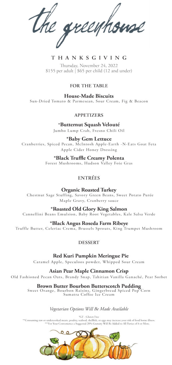 Carlinos thanksgiving menu