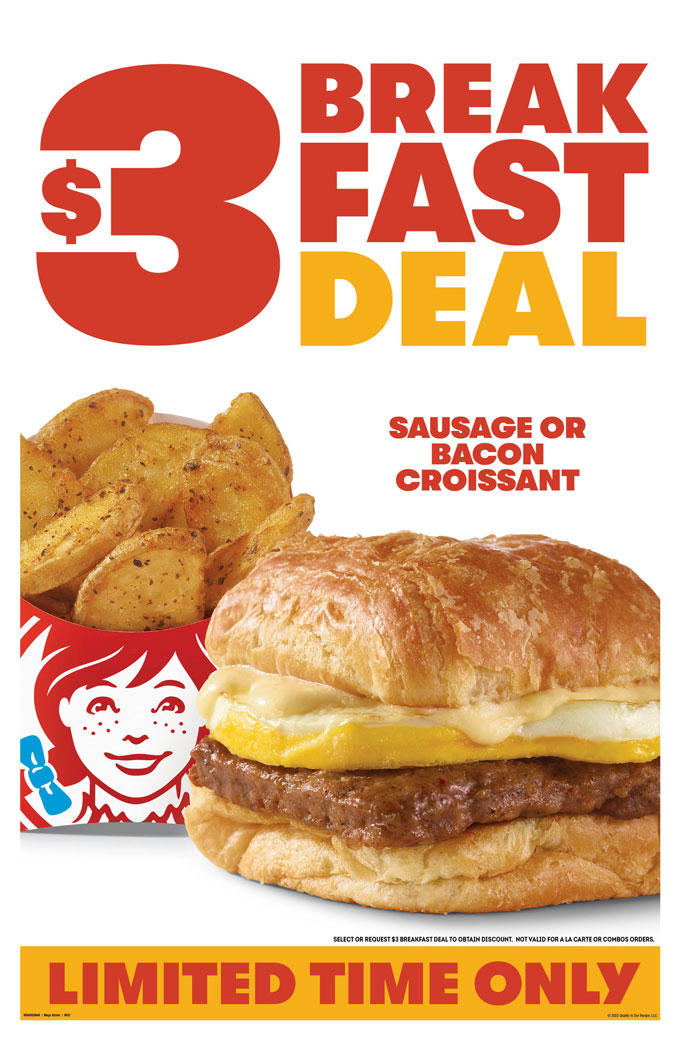 Wendy's $3 Breakfast Deal at US Locations