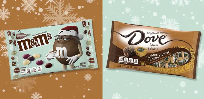 Christmas 2017 candies NPD: M&M's, Twix, Dove, Choc on Choc and more