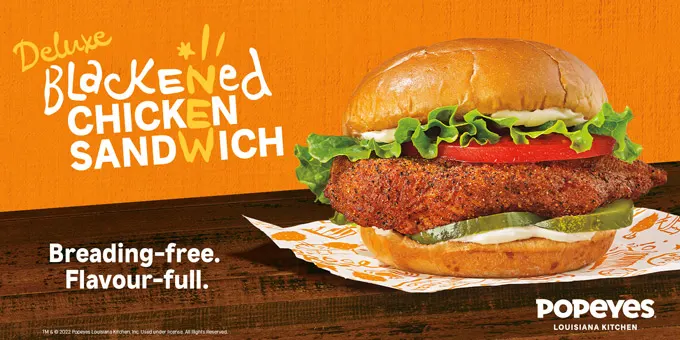 Popeyes Introduces Latest Sandwich Innovation, a Breading-Free Blackened Deluxe Chicken Sandwich