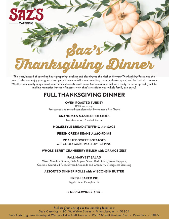 Thanksgiving in Milwaukee 2022: Dinner, Turkey to Go