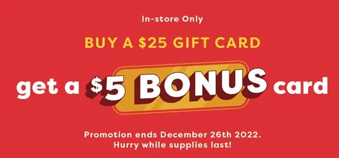 Restaurant Gift Card Holiday Deals 2022 [Canada]