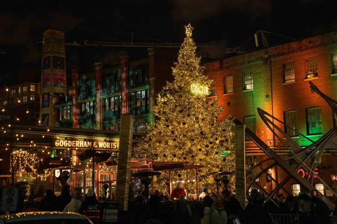 51' Tall ChristmasTree Designed By Parfums Christian Dior Lights Up And Officially Opens The 2022 Distillery Winter Village