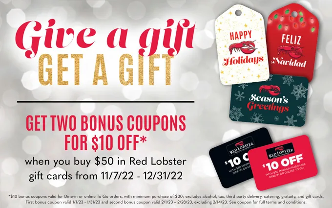 Red Lobster Gift Card Deal: "Give a Gift, Get a Gift"