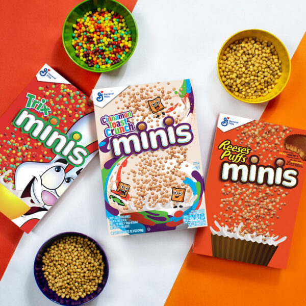 General Mills Minis Cereals: Trix, REESE'S PUFFS & Cinnamon Toast Crunch