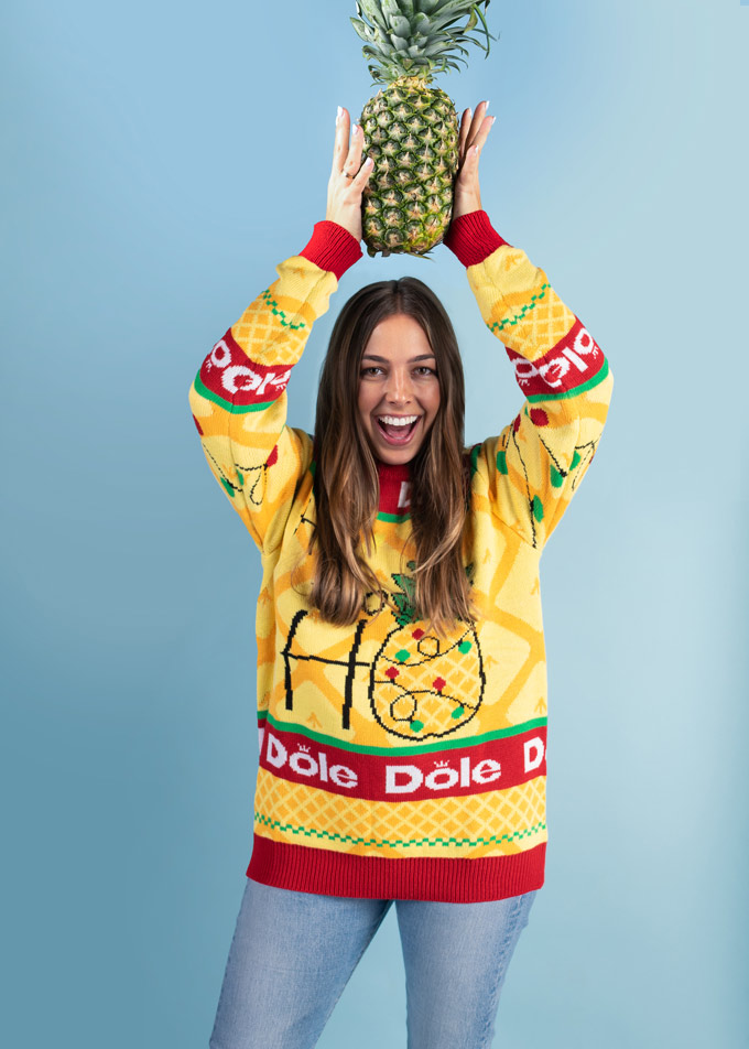 Holiday Fashion (Ugly Sweater Day on Dec. 16) – Dole Creates its First-Ever Hawaiian Pineapple Holiday Sweater