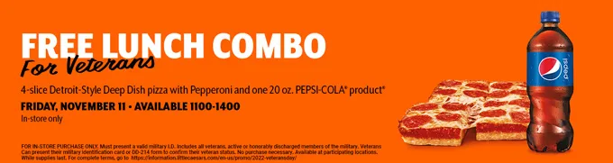 Little Caesars Veterans Day: Free HOT-N-READY Lunch Combo
