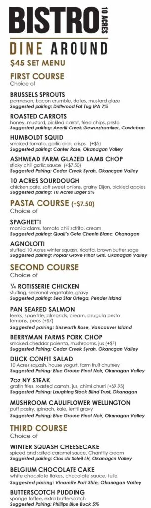 Dine Around & Stay in Town 2023 Victoria BC: Menus Highlights, Dates