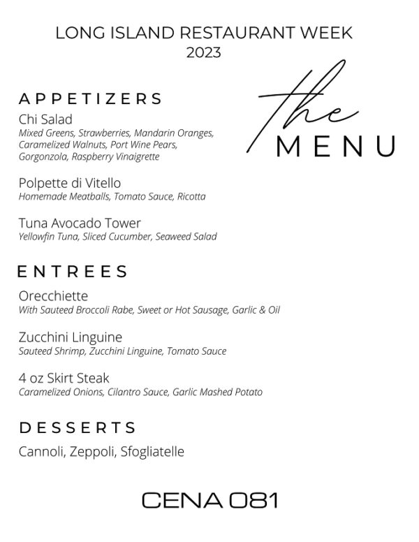 Long Island Restaurant Week 2023 Menus, Dates