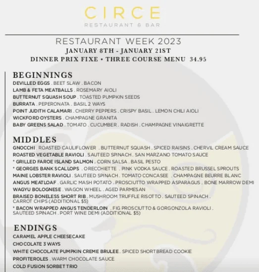 Providence Restaurant Weeks 2023 RI: Menus Highlights, Dates