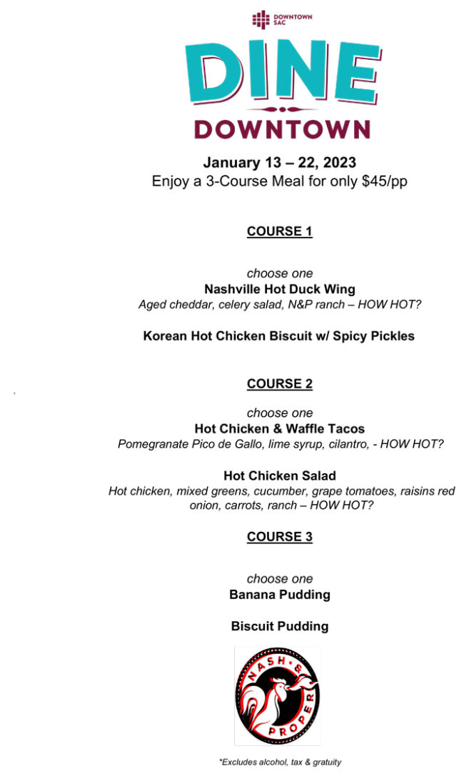 Dine Downtown Sacramento 2023 Menus, Dates